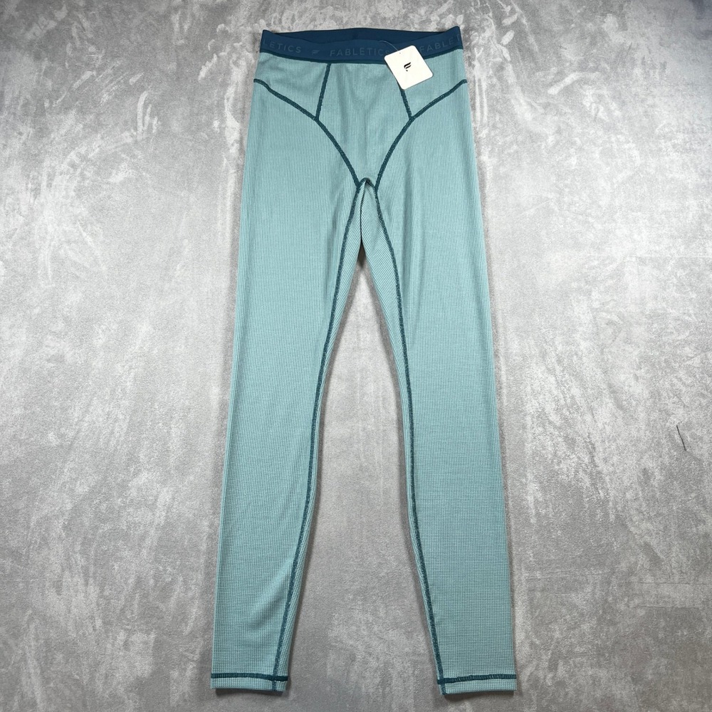 NWT Fabletics Waffle Leggings Small Arctic Wave Midnight Wave Teal Blue